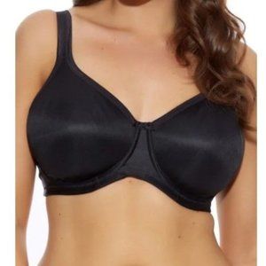 NWT ELOMI Smooth Molded Underwire Black Bra Size 34J Full Coverage